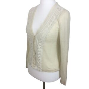 Massimo Dutti Ladies cream cardigan with lace panelling size S Uk 10