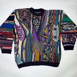 Coogi Sweater Mens Size Large Vintage 90s Multicolor Knit Crewneck 100% Wool - Picture 1 of 14