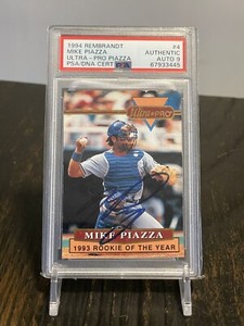 1994 Rembrandt Ultra Pro Mike Piazza #4 Graded Auto PSA 9 *POP 1* W/ Ticket Stub