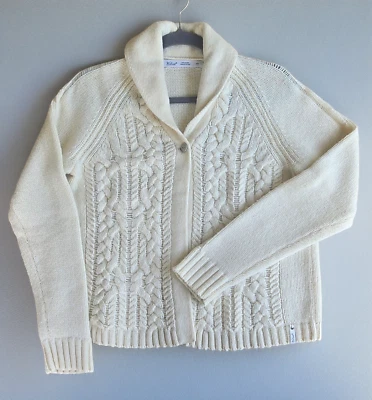 Woolrich Wool Blend Cream Cable Knit Cardigan Sweater Size M - Image 1 of 4