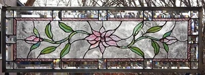Stained Glass Transom window HANGING PANEL 36 1/4 X 13  incl hooks - Picture 1 of 3