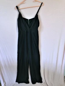 Material Girl Juniors Size XL Metallic V-neck Jumpsuit, Caviar Black A14 - Picture 1 of 8