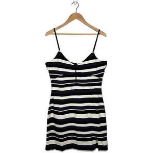 New French Connection Womens 12 Striped Sheath V Neck Spaghetti Straps Dress - Picture 1 of 15