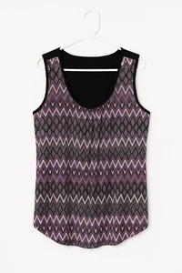 Tank Top Plus Size 0X (14W/16) Sleeveless Purple Black Sequin-Brand Name Cocomo - Picture 1 of 4