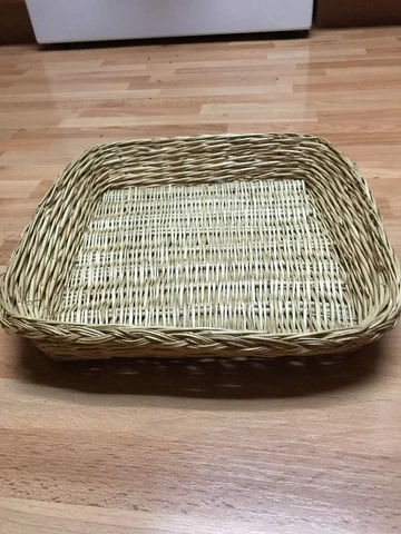 Vintage Wicker/Rattan Bread Pastry Basket Square 13.5" X 13.5" Cover