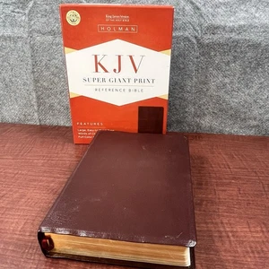 KJV Super Giant Print Reference Bible, Black Genuine Leather - Imagen 1 de 19