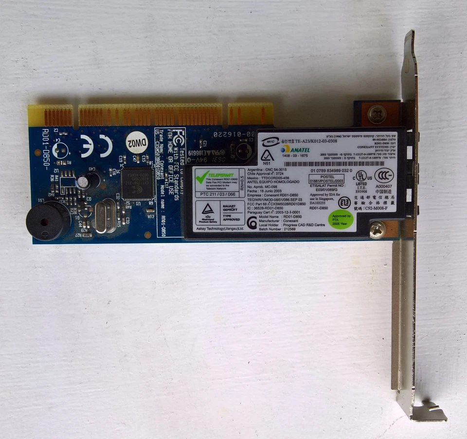 Dell Conexant RD01-D850 PCI 56K V.92 Modem - Image 1 of 3
