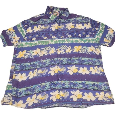 Camisa Jams World Para Hombre Grande Púrpura Floral Hawaiana Abotonada Estilo Años 90 De Colección Foto 1 de 4