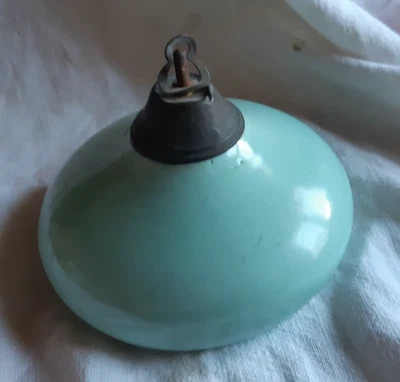 TULIPE ANCIENNE OPALINE VERT  D'EAU INTERIEUR BLANC DIAM INTERIEUR DU FOND 9,5cm - Photo 1/2