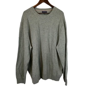 Land's End Sweater Mens XLT Green Heather Crewneck Wool Knit Pullover Preppy - Picture 1 of 9