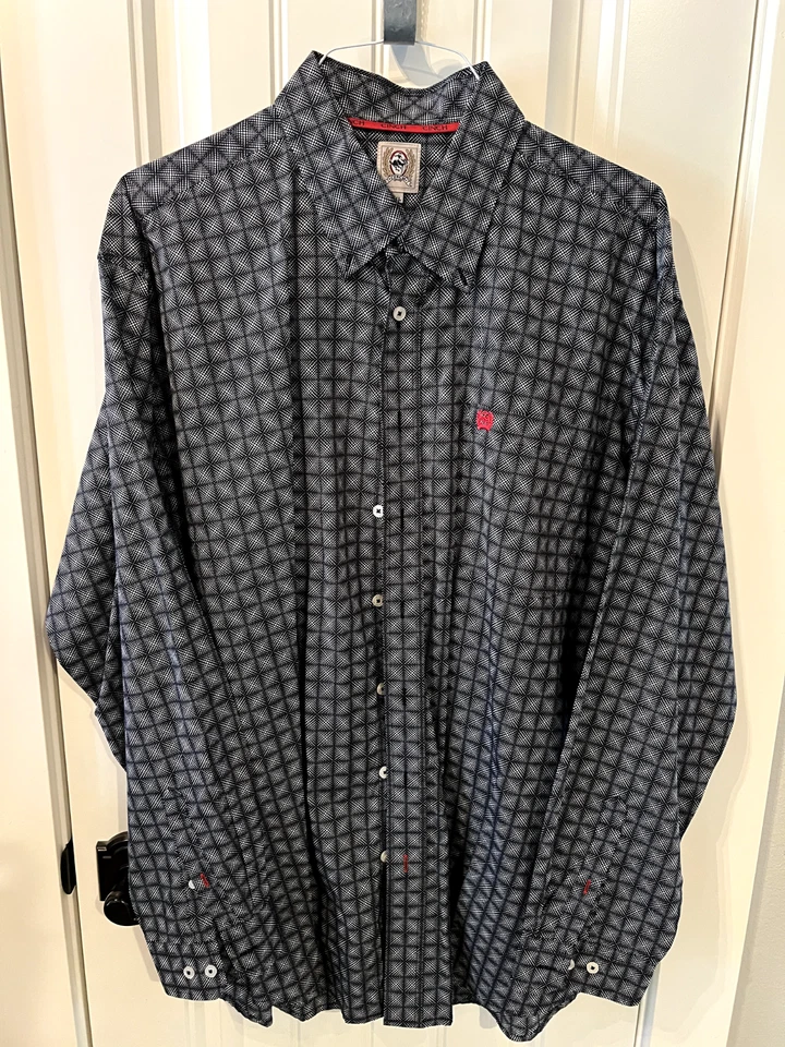 Camisa occidental Cinch XL para hombre. Patrón geométrico negro/gris.  Bonita camisa. Foto 1 de 1