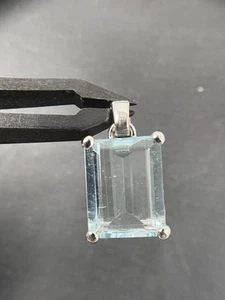 Weißgold Anhänger | Aquamarin ca. 8ct Emerald Schliff 18K/750 - Bild 1 von 8