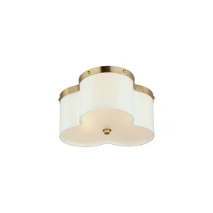 Satin Brass Three Light Flush Mount from the Clover Collection - Picture 1 of 1