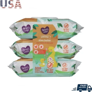 Soothing Shea Butter Baby Wipes 300 Count Hypoallergenic Gentle Cleansing Wipes - Picture 1 of 9