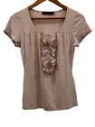 The Limited Powder Pink Ruffled Front Blouse Size S Euc