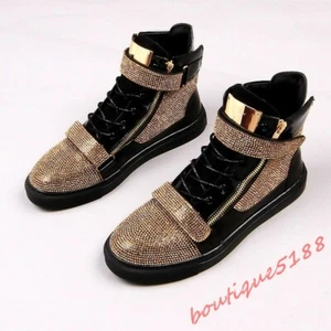Para Hombres Punk Zapatos de caña alta Estrás Informales Tenis Cremallera Zapatos de Monopatín - Imagen 1 de 16