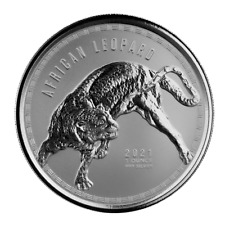 2021 1 oz African Leopard .999 Silver Coin 5 Cedis BU Proof-like #A428