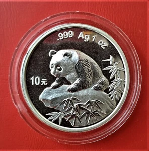 1999 China 10 元 Yuan Panda Münze ST / BU 1oz Silber 999 - Bild 1 von 4
