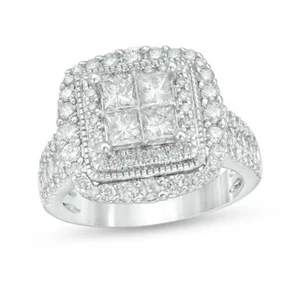 Impresionante anillo de compromiso de varias filas estilo vintage de corte princesa de lujo cuádruple de 2 quilates - Imagen 1 de 4