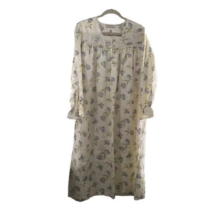 Erika Taylor Petites Intimates Floral Nightgown L Satin Granny gown lace dress a - Picture 1 of 11
