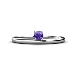 Round Iolite 4.00 mm Asymmetrical Stackable Ring 14K Gold JP:231139 - Picture 1 of 19
