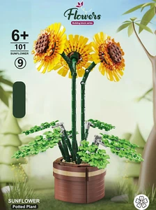 Wizardi Sunflower Building Brick Potted Flower F07M9-9(101) - Picture 1 of 2