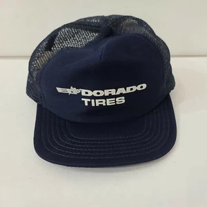 Vintage El Dorado Tires Mesh Trucker Hat Blue Racing Derby Cap *Made in USA* - Picture 1 of 12