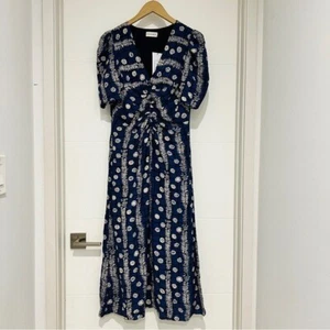 NWT RHODE Maci Blue & White Print Dress in “Woodblock” Sz 4 - Picture 1 of 10