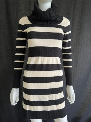 Apt. 9 Suéter de vestir para mujer suave cuello capucha rayas negro beige manga larga XS Foto 1 de 4