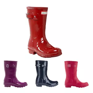 Hunter Womens Boots Original Short Gloss Waterproof Wellington Rubber - Picture 1 of 9