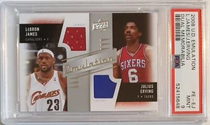 2008 Upper Deck LeBron James Julius Erving #PATCH Game Worn Dual Jersey - PSA 9 - Picture 1 of 4