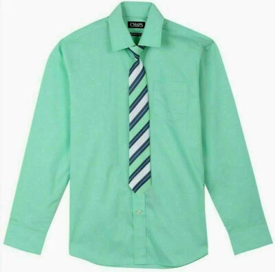 Conjunto de camisa y corbata con botones de manga larga CHAPS para niños 18 - dulce como nuevo/blanco/azul $34 nuevo con etiquetas Foto 1 de 3