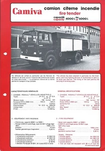 Folleto de equipo de bomberos - Camiva - Camión Renault Tender JP 13 A C - 1983 (DB319) - Imagen 1 de 1