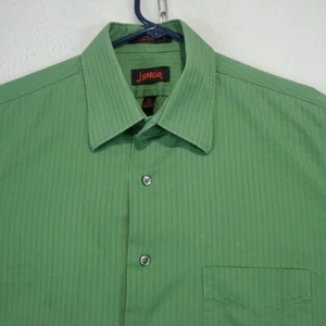 J Garcia Mens Sz M Green Button Up Fabric Striped Long Sleeve Dress Shirt Retro - Picture 1 of 16