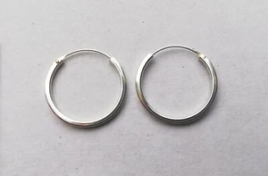 Small Square Plain Silver Hoops - 177H1 - Real 925 Sterling Silver - Picture 1 of 2