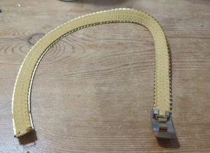 Vintage Women’s Gold Tone Stretchy Belt With Flower Buckle Measures 27” 1” Width - Picture 1 of 2