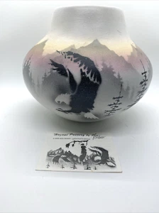 Vaso messaggero sacro ceramica fatta a mano nativi americani Cedro Mesa piuma d'aquila - Foto 1 di 11