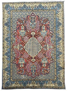 Authentischer handgeknüpfter bildhafter Wollteppich Stammes Qashmour Jagd 5 x 4 Fuß - Bild 1 von 14