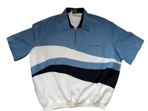 Alan Stuart Men's Shirt New Wavel White Mix 1/4 Zip Collar Short Sleeve USA 2XL - Picture 1 of 9