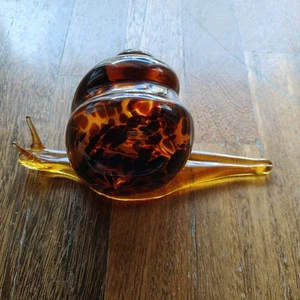 Schnecke aus mundgeblasenem Glas - Murano Style - Kunstglas Bernstein fleckig - Bild 1 von 4