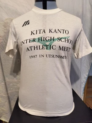 Camiseta deportiva vintage 1987 Mizuno Japón escuela secundaria S puntada única años 80 Foto 1 de 4