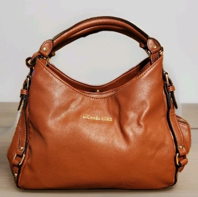 Michael Kors Bedford Brown Pebbled Leather Strap Zipper Crossbody Bag CLEAN  - Image 1 of 4