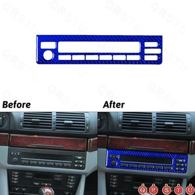 Cubierta de radio control de consola central de fibra de carbono azul para BMW M5 E39 1998-2003 Foto 1 de 4