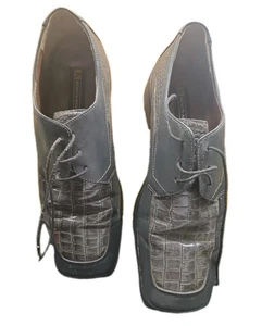 STACY ADAMS Oxford Men’s 9-1/2 Brown Genuine Leather  Square Toe Dress Shoes - Picture 1 of 8