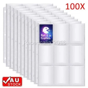 100x TRADING CARD 9 POCKET SLEEVES PAGES FOR MTG POKEMON AFL CARD POCKET PAGE - Picture 1 of 12