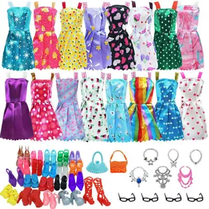 32Pcs Barbie Doll Clothes Bundle Dresses Shoes Set Lot Accessories Girl Toy Gift - Picture 1 of 8