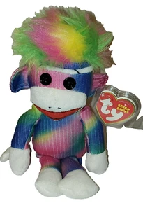 Ty Beanie Baby - RAINBOW Sock Monkey (9.5 inch) MWMTs Plush Stuffed Animal Toy - Picture 1 of 7