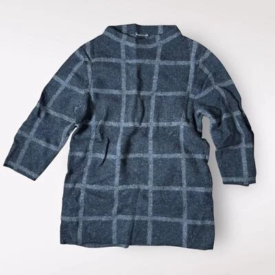 Suéter clásico de lana a cuadros Eileen Fisher gris para mujer talla XS Foto 1 de 4