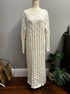 Pink Diamond Dress Size L White Knit Long Sleeve VGUC - Picture 1 of 10