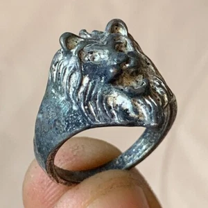 EXTREMELY RARE ANCIENT SILVER TIGER HEAD RING ANTIQUE ARTIFACT AMAZING - Bild 1 von 2